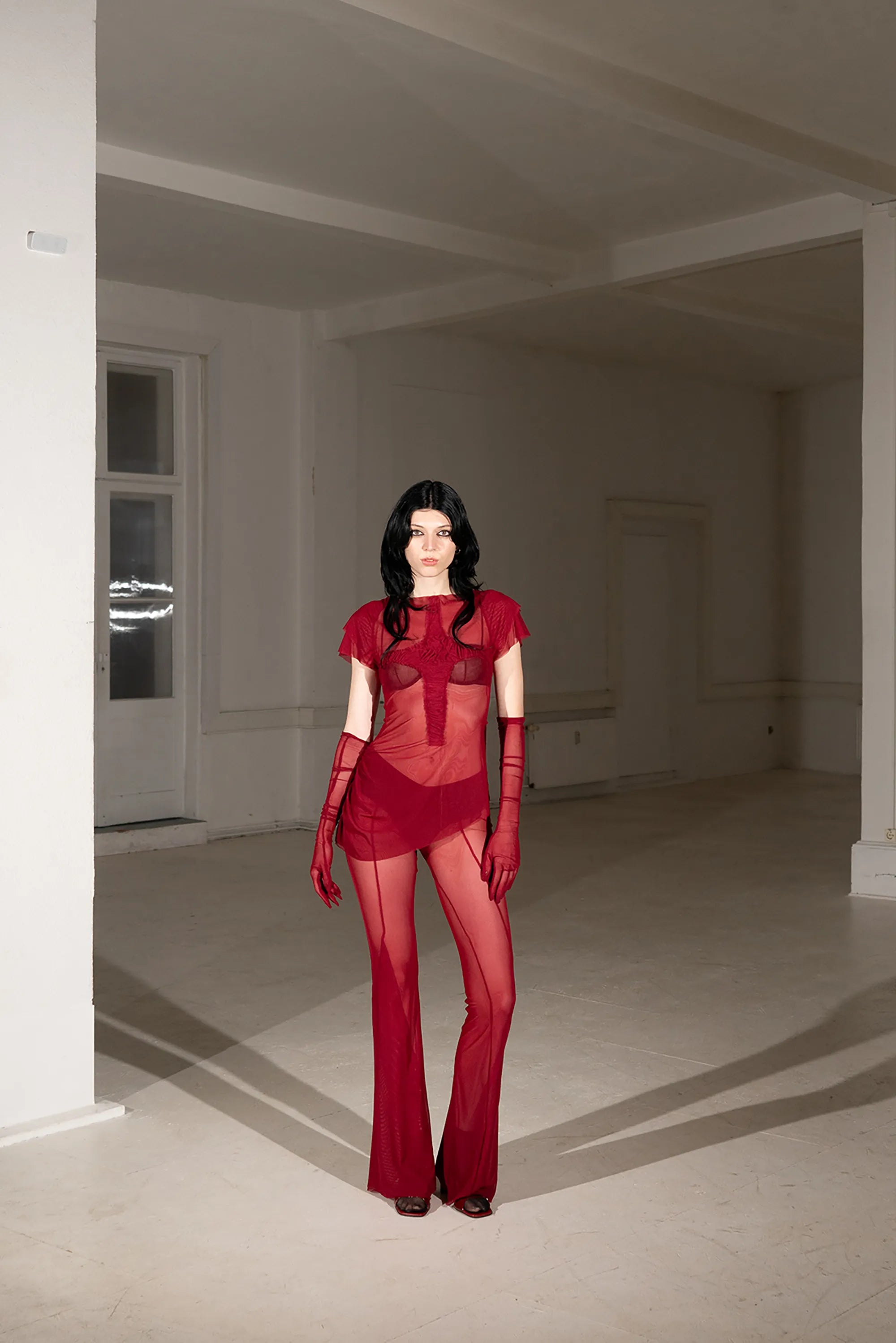 Dark Cherry Mesh Top
