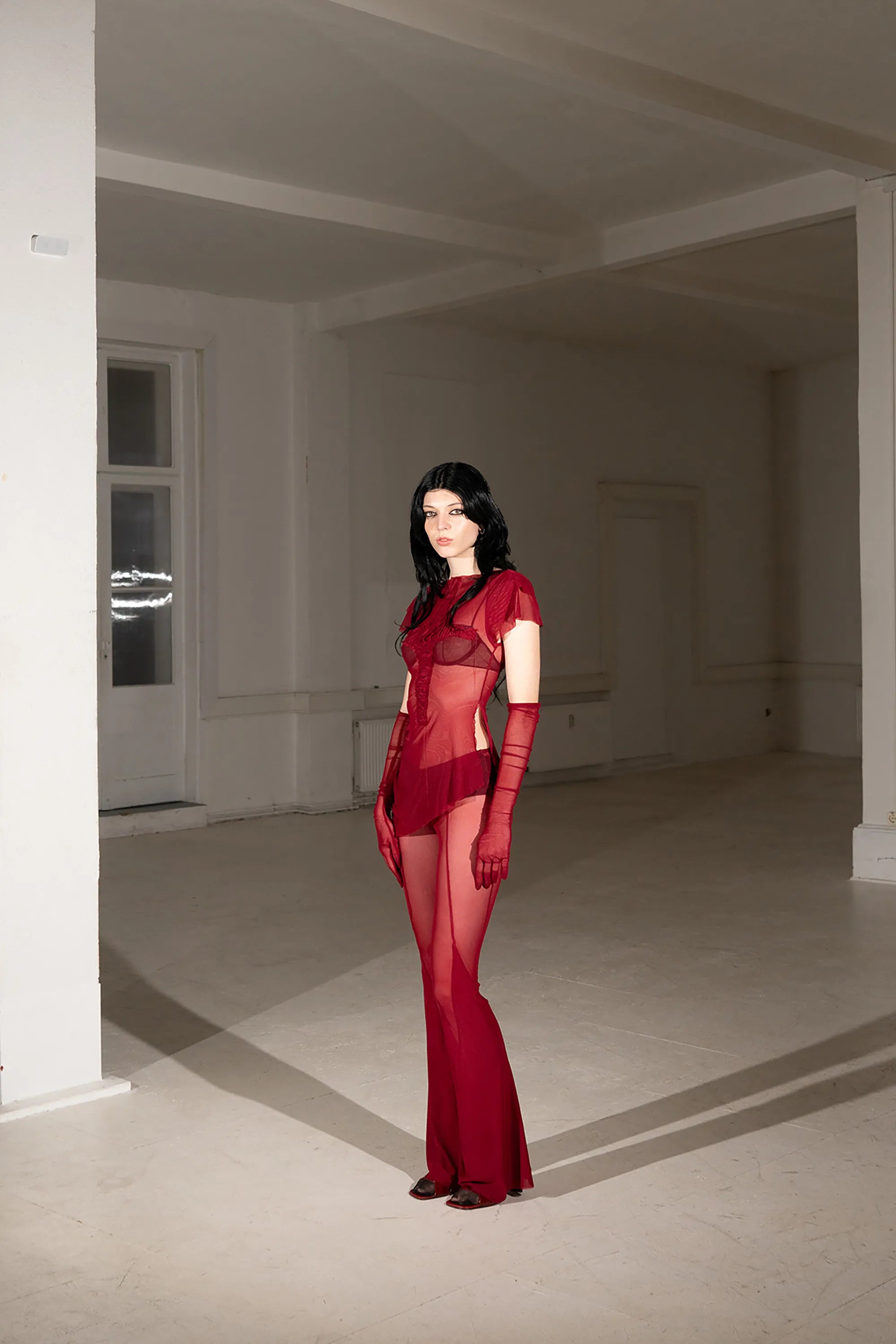 Dark Cherry Mesh Top