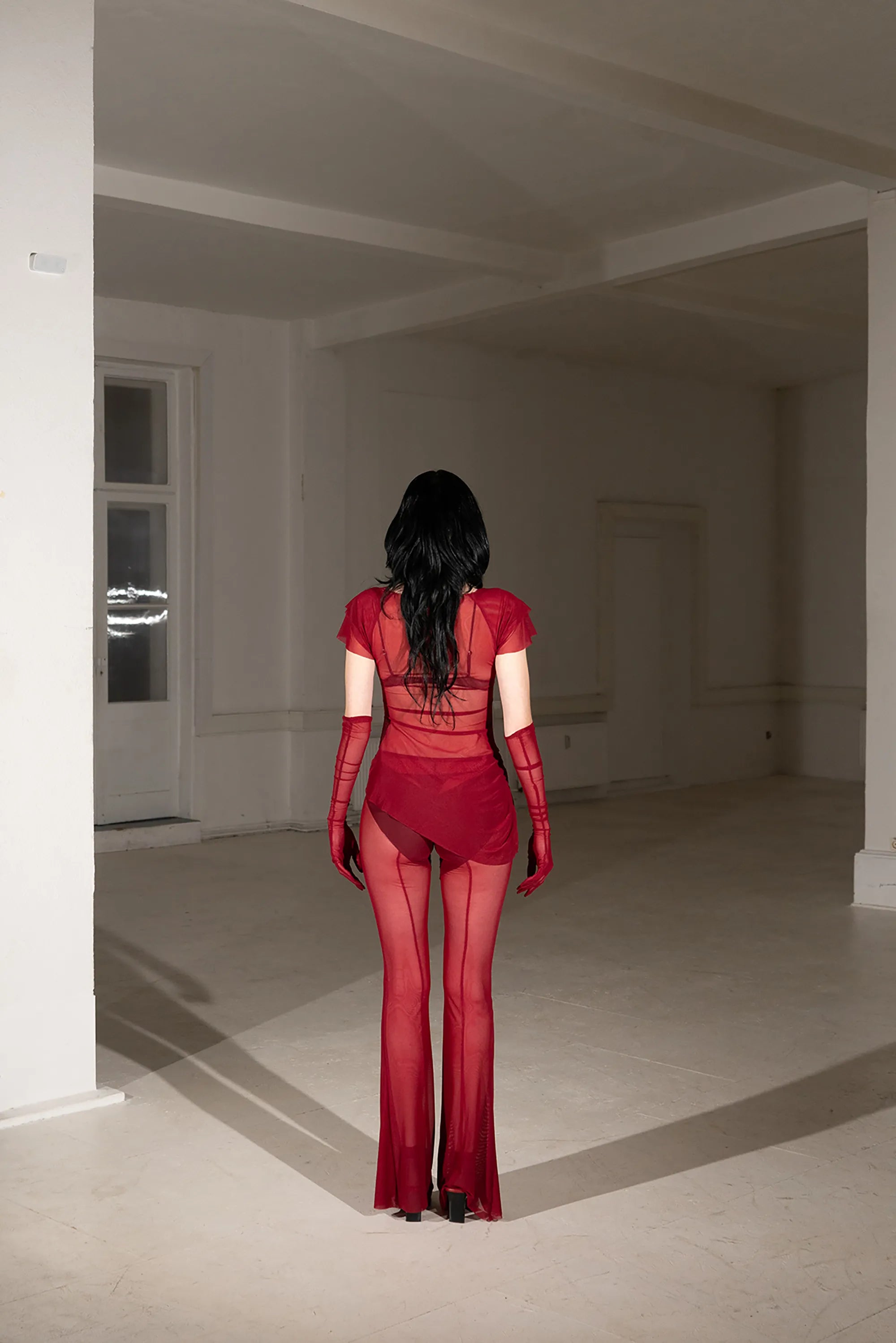 Dark Cherry Mesh Top