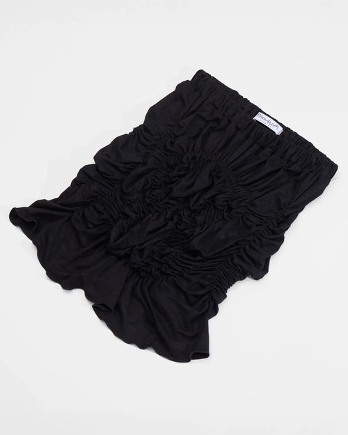 black shirred mini skirt