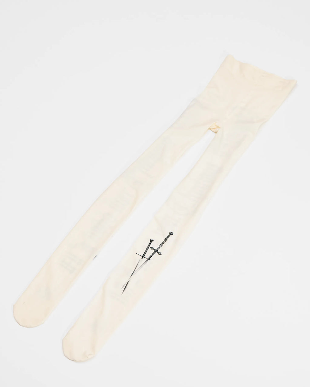 white tights with font printed on