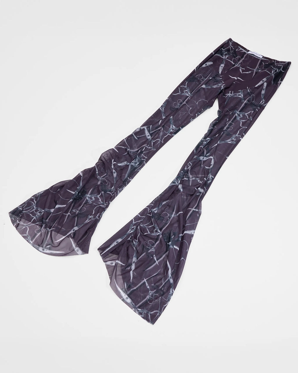 mesh flared legging with allover print