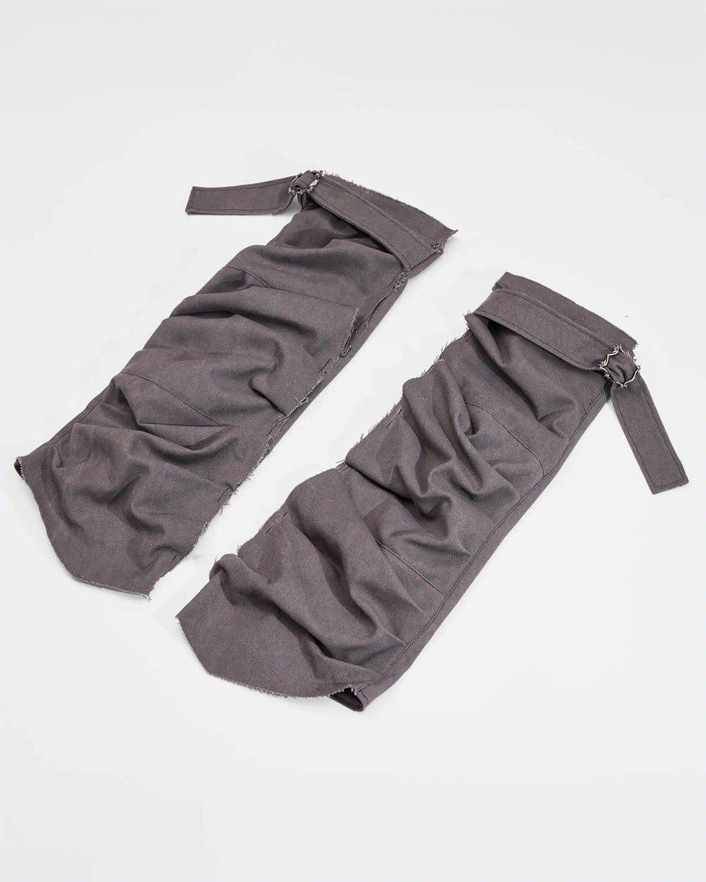 coated canvas ruche leg warmers with bespoke buckle