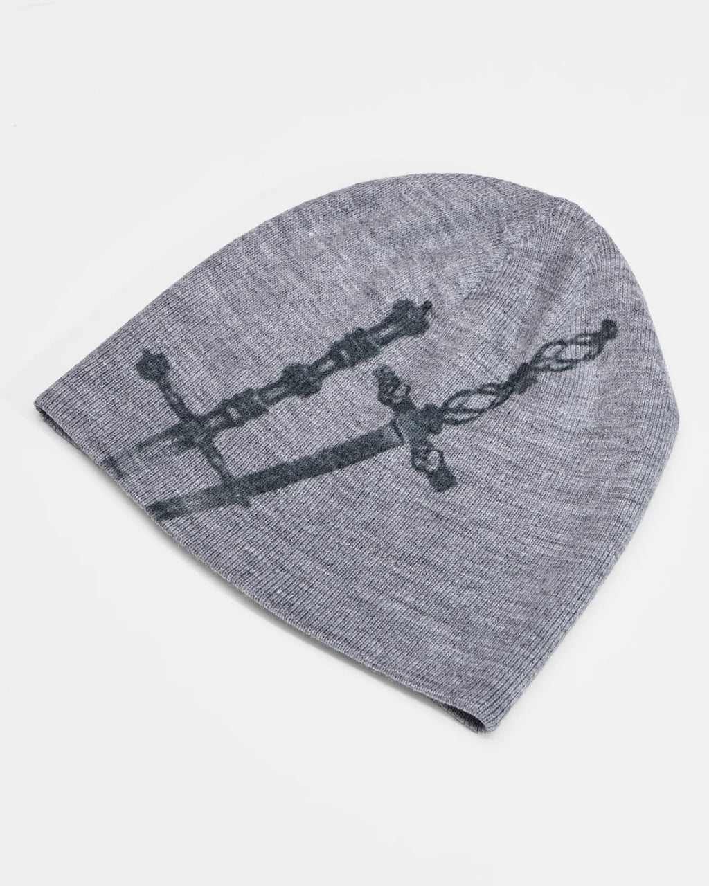 grey beanie with sword print